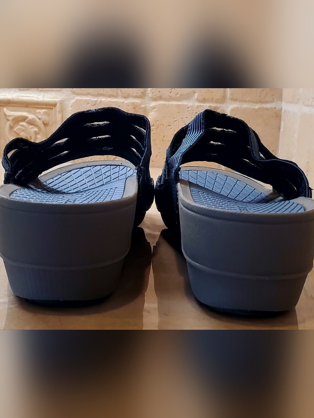 Bare Traps Sandals Braverly Slide Wedge Heel Blue Gray Strappy Slip On Wmns. 8M - Picture 6 of 9